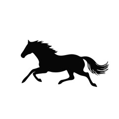 Running Horse Silhouette – Minimal Black Vector Icon for Speed and Power