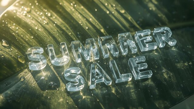 Summer Sale Clear Glass Letters Green Background discount