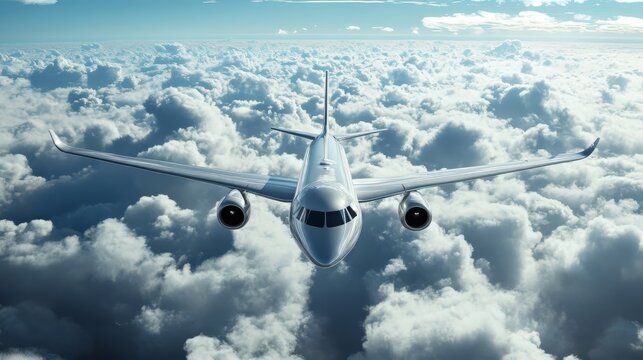 An endless flight through the clouds, daytime, realistic 3D animation, loop