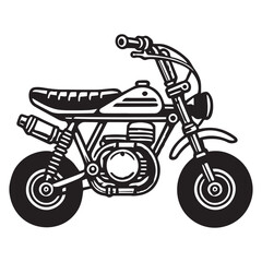 Obraz premium Black and White Mini Bike Clipart Sport Motorcycle Silhouettes for Sublimation and Crafts