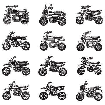 collection of mini bike silhouette clipart, high quality sport bike designs, mini motorcycle design sublimation
