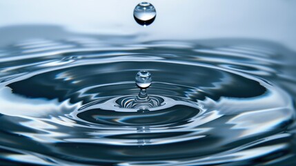 Water droplet impacting a still surface, creating ripples