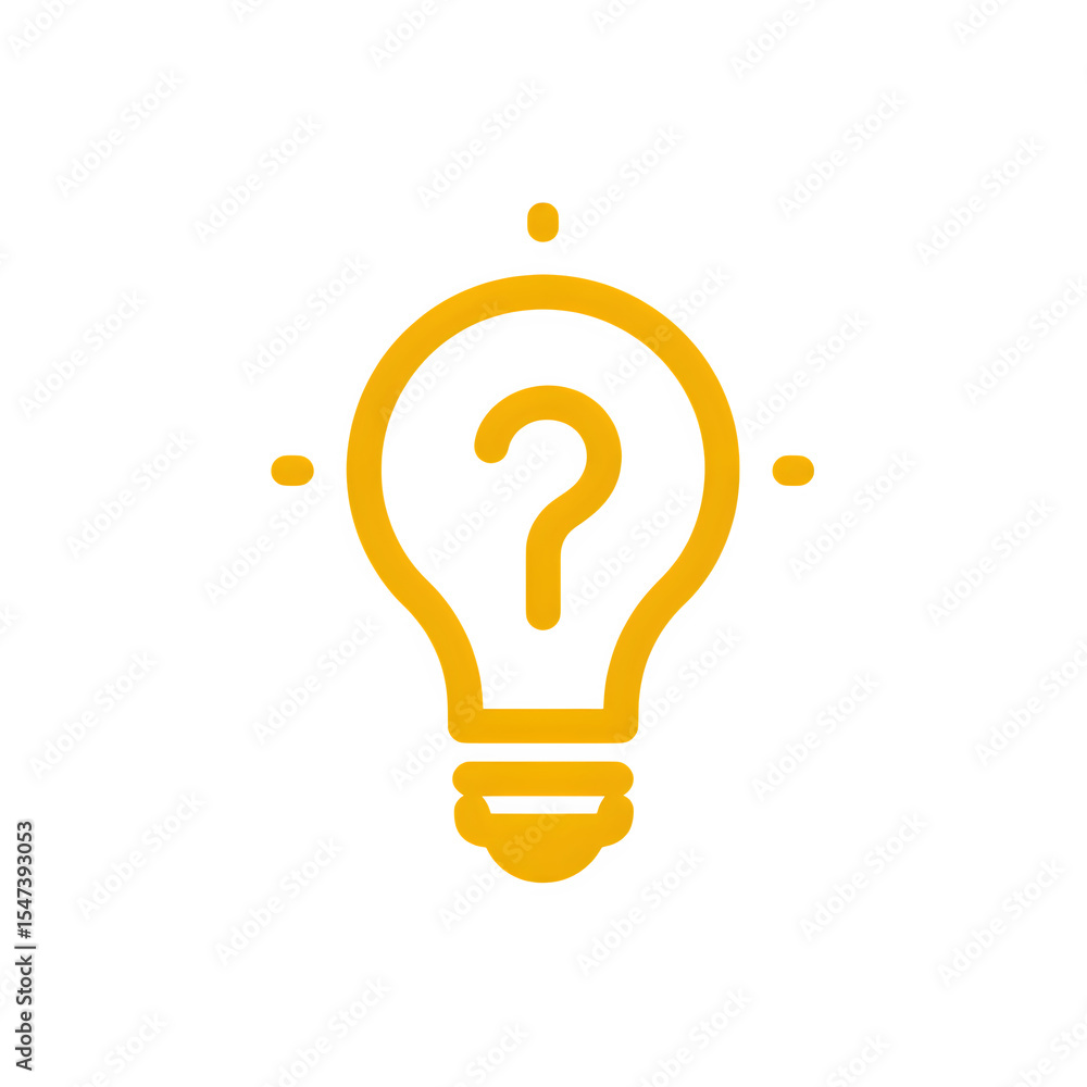 Poster idea question mark lightbulb isolated on transparent background