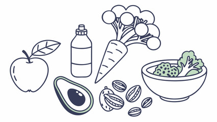 Outline Design of Healthy Eating Essentials in Modern Style