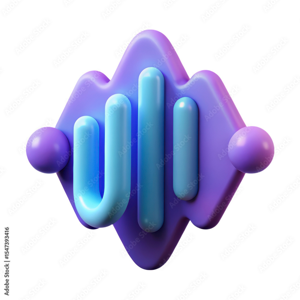 Poster modern 3d rendering of a plasticstyle icon sound wave isolated on transparent background