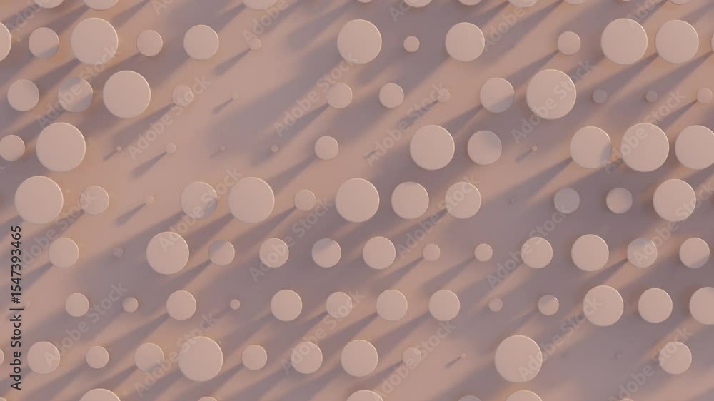 Poster abstract 3d animation featuring rows of inverted cone shapes in mocha mousse tones, seamless looped 