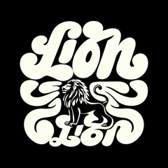 Typography lion vector illustration of an abstract background
