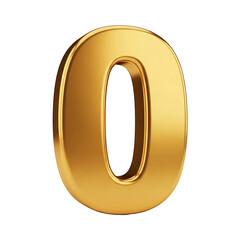 A gleaming, three-dimensional golden number zero, presented against a clean, white background.