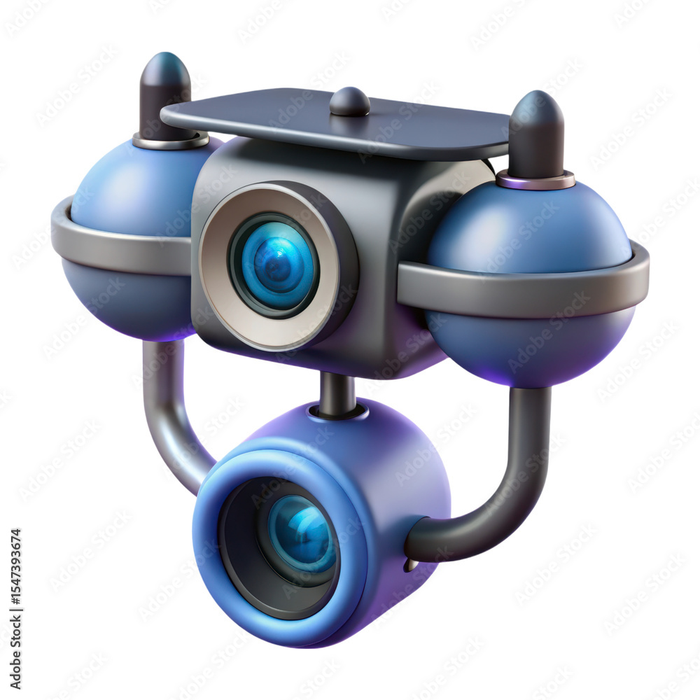 Poster modern security technology system 3d rendering plasticstyle icon isolated on transparent background 