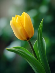 Naklejka premium A Single Vibrant And Yellow Tulip Flower