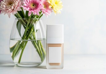 Skincare product Bottle with Flowers