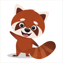 Funny vector red panda. Hand drawn