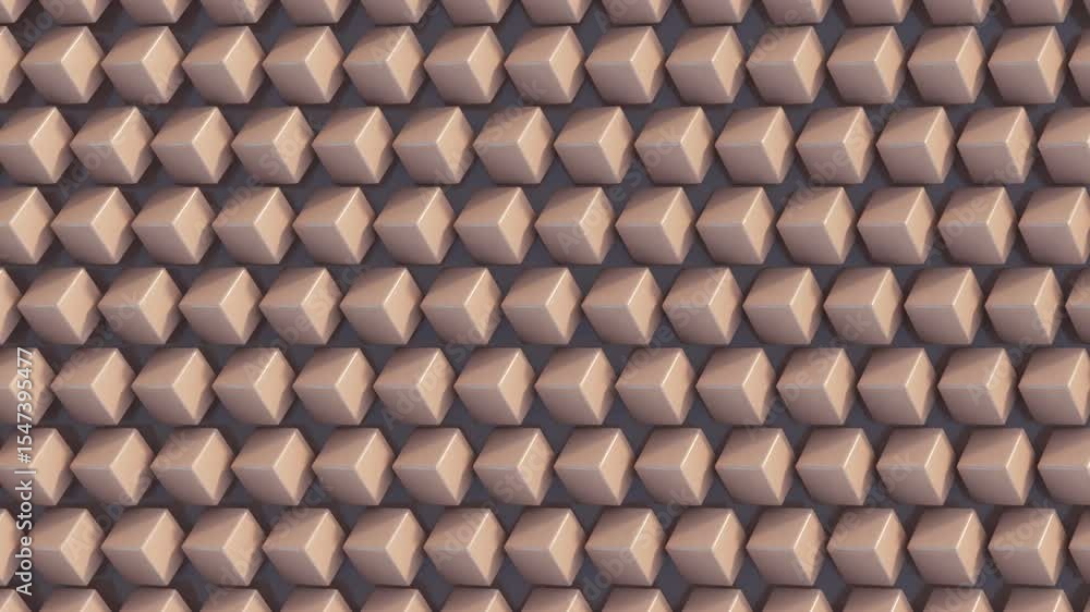 Poster abstract 3d animation with precise mocha mousse cube grid in synchronized geometric motion, seamless