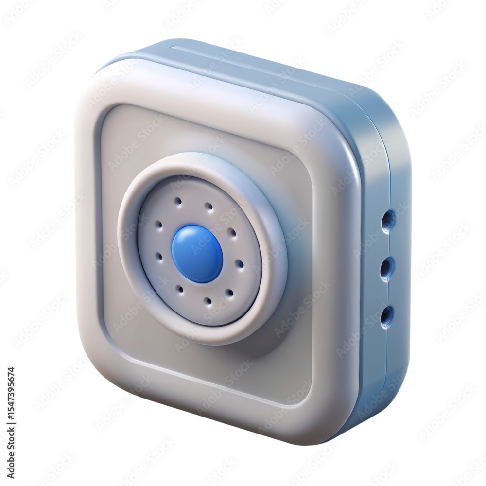 Poster square shaped minimalist security camera 3d rendering plasticstyle icon isolated on transparent back