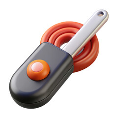 Stylized 3d rendering plasticstyle car key icon isolated on transparent background with orange accent and metal shank
