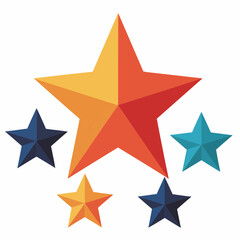 Colorful geometric stars in various sizes arranged playfully  