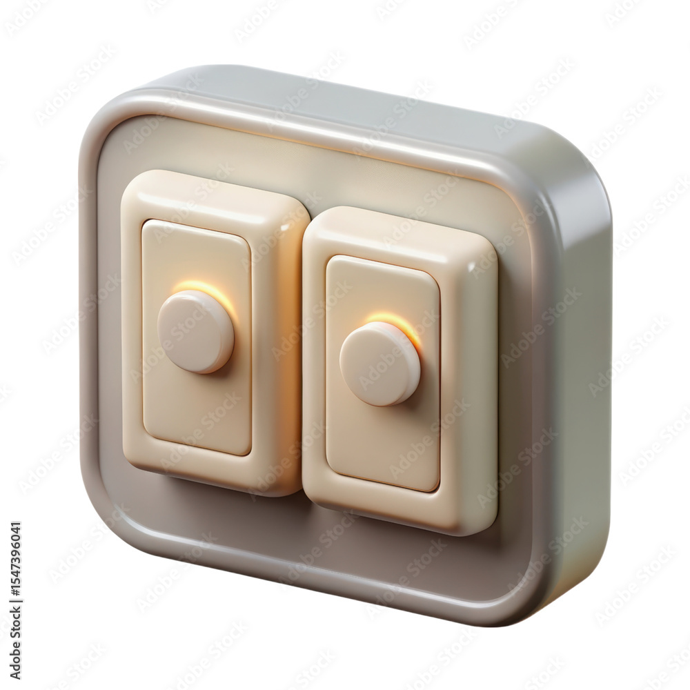 Poster two light switches 3d rendering plasticstyle icon isolated on transparent background for digital des