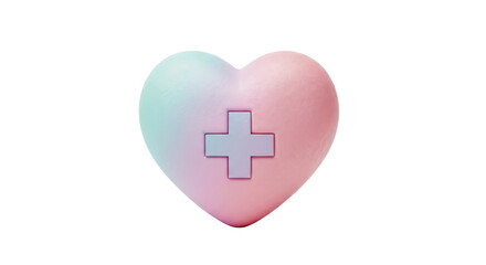 Obraz premium A pastel gradient heart with a medical cross, representing health, care, and wellbeing. Ideal for medical, wellness, or charity themes.