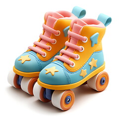 3d Cute roller skate shoes icon in the style