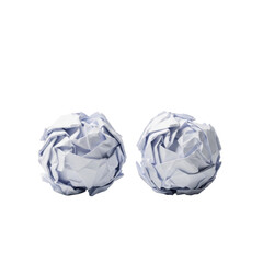 Fototapeta premium Two crumpled white paper balls, symbolizing errors, discarded thoughts, or creative frustration. Ideal for concepts of failure, waste, or new beginnings.