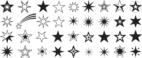 Fototapeta premium Star Silhouette Collection Celestial Star Vector Illustration Element Set