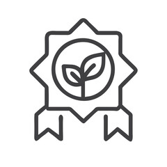 Conservation Badge Icon with Leaf for Environmental Achievement Recognition, Eco-Friendly Certification and Sustainability Education Materials