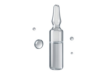 Medical ampule with clear liquid isolated on a transparent background, serum