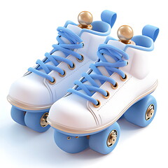 3d Cute roller skate shoes icon in the style