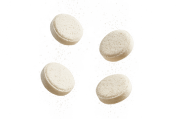 Four bath bombs with decorative powder isolated on a transparent background