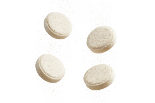 Four bath bombs with decorative powder isolated on a transparent background