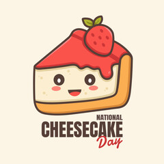 National Cheesecake Day. Cartoon style