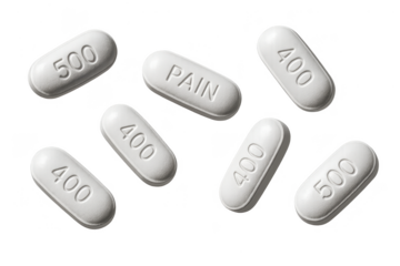 Acetaminophen pills isolated on transparent background, pain relief medicine