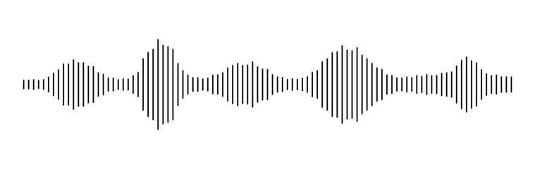 Radio Wave icon with editable stroke. Monochrome simple sound wavy background. Music player bar. Record interface. Equalizer with soundwave line used for mobile