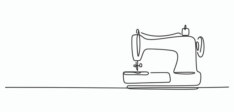 Single Line Drawing of a Classic Sewing Machine