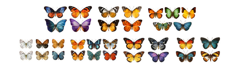 Obraz premium Pack of Vibrant Butterfly Collection A Diverse Array of Winged Wonders set against transparent Background