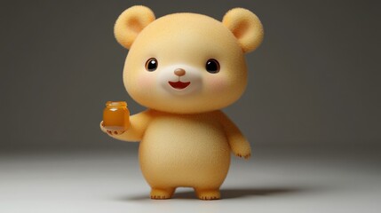 Fototapeta premium Cute bear holding honey jar