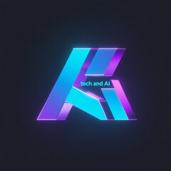 Logo idea illustration about technology and AI (Artificial Intelligence) with neon color