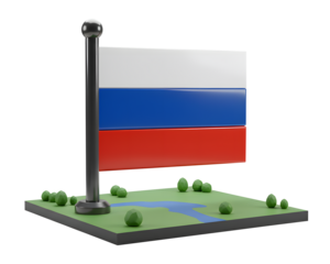 Russia flag icon. 3d rendering cartoon diorama  isolated on white background. AI Generated