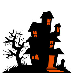 Scary House Halloween Silhouette