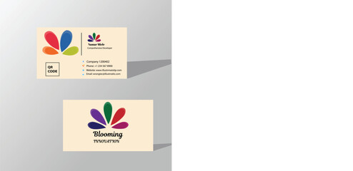 Creative Business Card with Abstract Floral Logo Design


