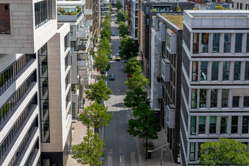 Urban street. Residential block. Modern architecture.