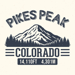 Pikes Peak, Colorado - Adventure t-shirt design for tourism