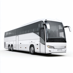 Elegant White Coach Bus for Long Journeys , isolated on white background png