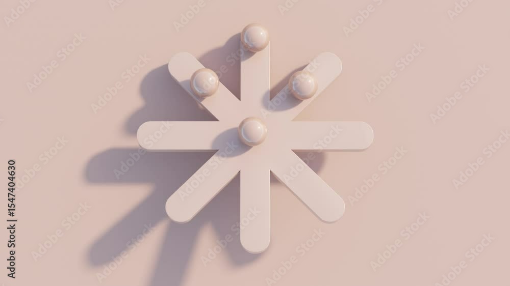 Poster abstract 3d geometric pattern with minimal spheres arranged on star-shaped flat surface in modern mo