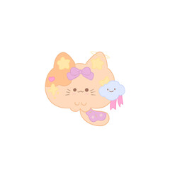 little girl with a cat