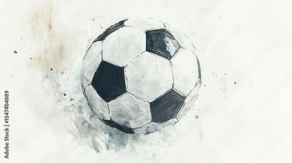 Aufkleber Artistic rendering of a soccer ball in a calm studio setting