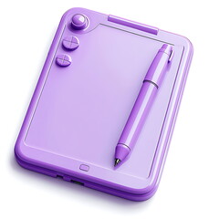 A purple icon of an art tablet with a stylus 3D