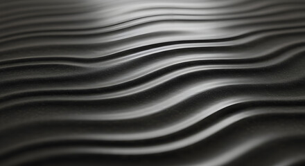 Obraz premium Abstract wavy texture in black and white tones. Represents fluidity, motion, or minimalist design. Elegant, modern, and versatile background.