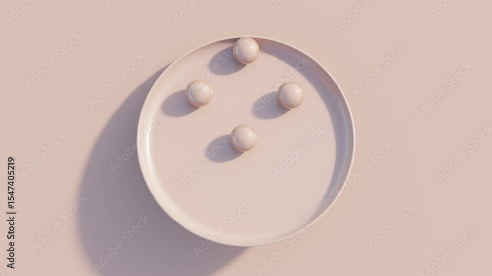 Poster minimal abstract 3d geometry background with smooth spherical shapes over concave dish surface in mo