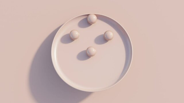 Minimal abstract 3D geometry background with smooth spherical shapes over concave dish surface in monochrome colors, seamless loop for clean motion design, digital media, and visual storytelling